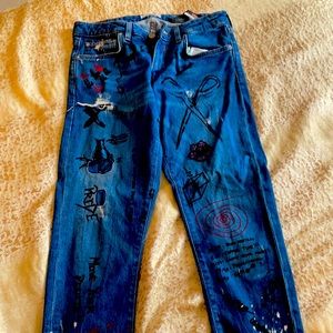 Zara painted jeans